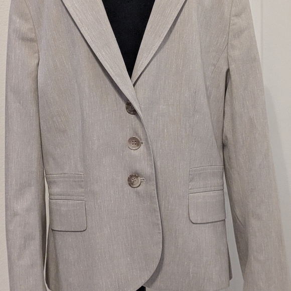 Ann Taylor Linen Blend Suit Set Beige Blazer Jacket Pants Workwear Career - Picture 5 of 9